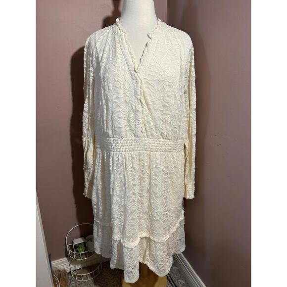 torrid Dresses & Skirts - Torrid Mini Stretch Lace Tiered Dress Women Size 2X Fit & Flare Ivory Lined